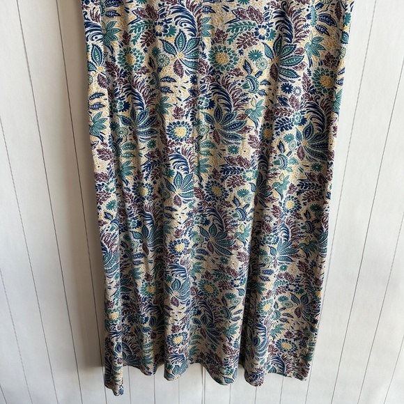 Peruvian Connection size XXL tee shirt midi dress cream blue floral house dress - Picture 9 of 12